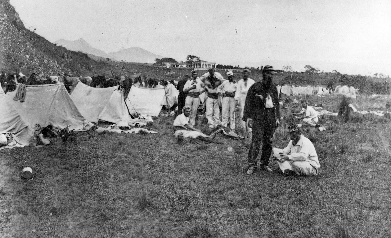 Francuscy żołnierze w obozie, ok. 1860 autorstwa French Photographer