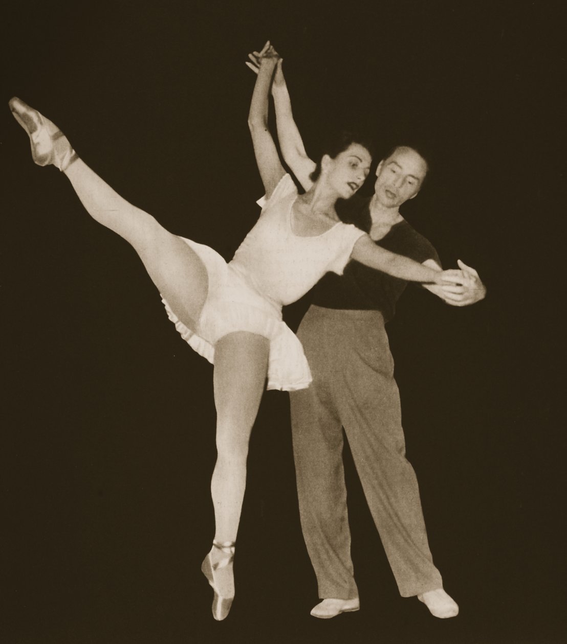 George Balanchine z Tamarą Toumanovą, z Grand Ballet de Monte-Carlo, 1949 (fotograwiura) autorstwa French Photographer