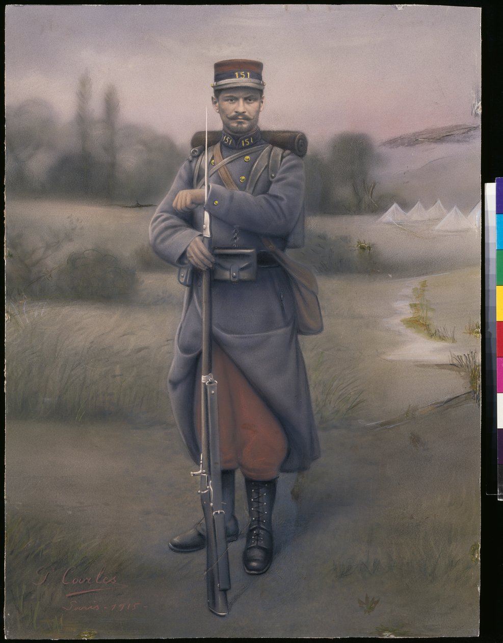 Piechur 151. pułku piechoty, 1915 (zdjęcie kolorowe) autorstwa French Photographer