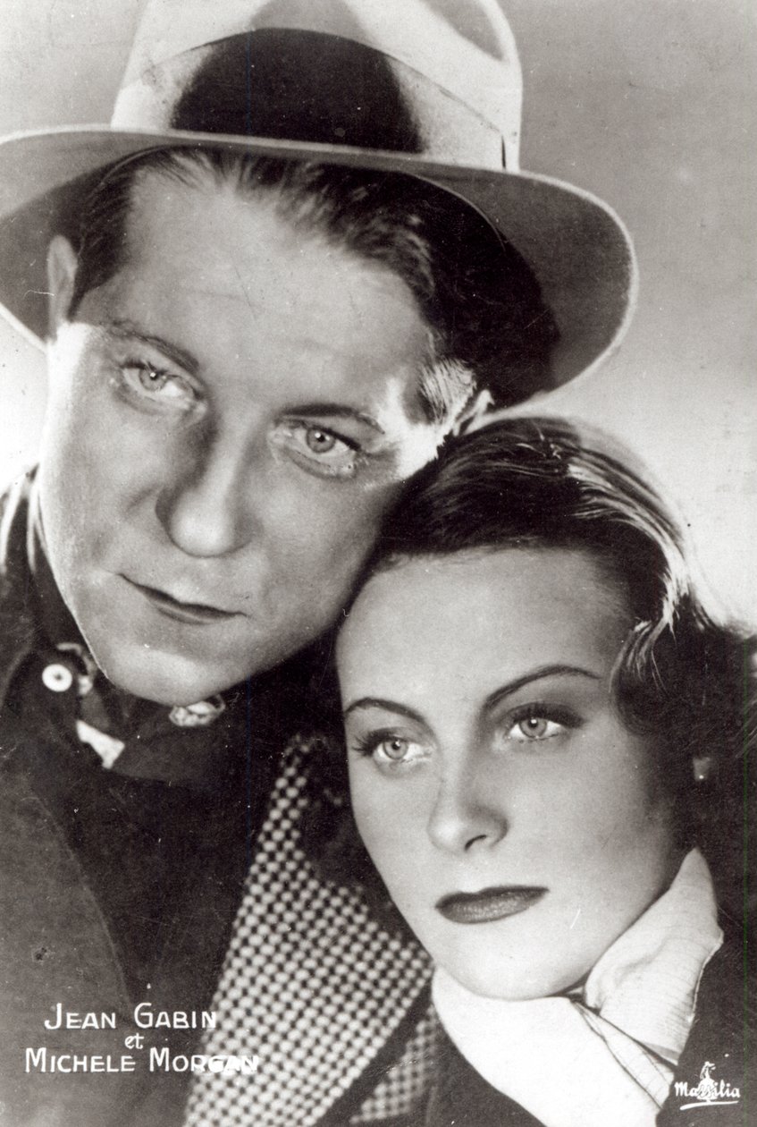 Jean Gabin i Michele Morgan w filmie Quai des Brumes 1938 autorstwa French Photographer