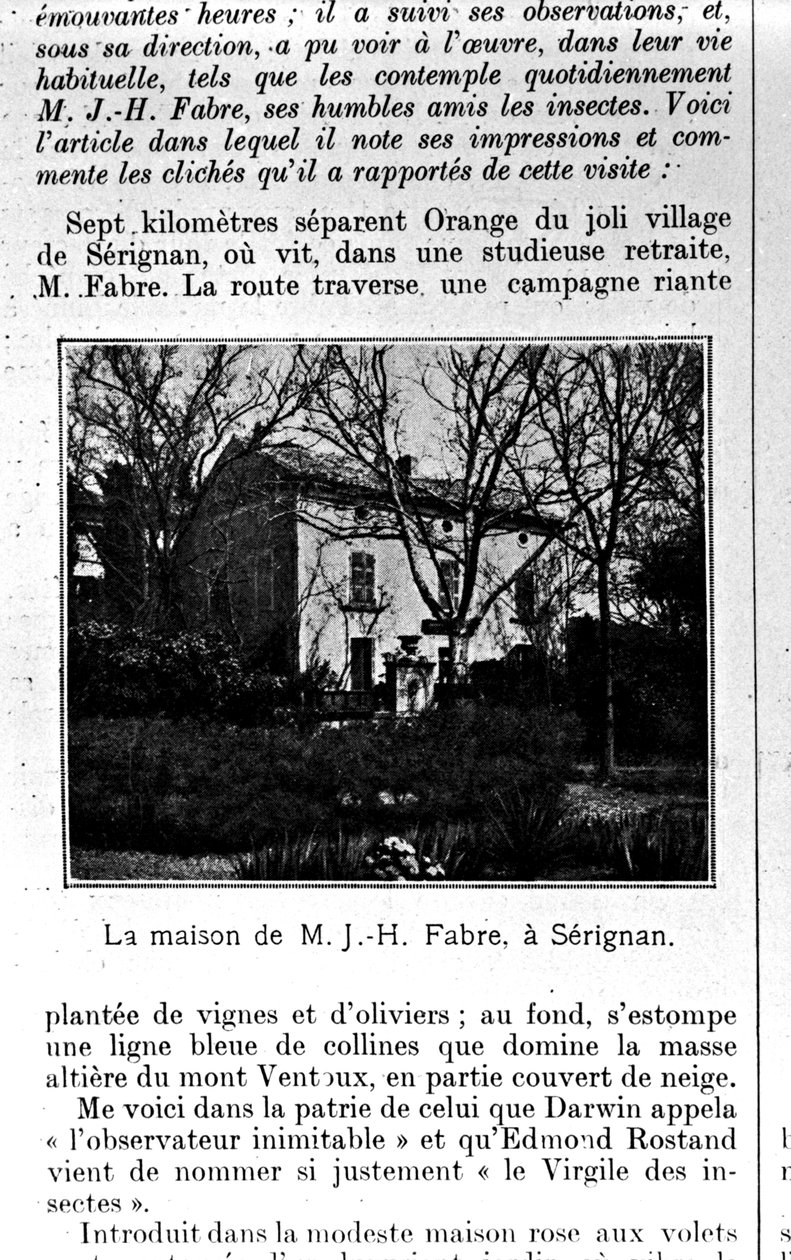 Dom Jean-Henri Fabres (1823-1915) w Serignan autorstwa French Photographer