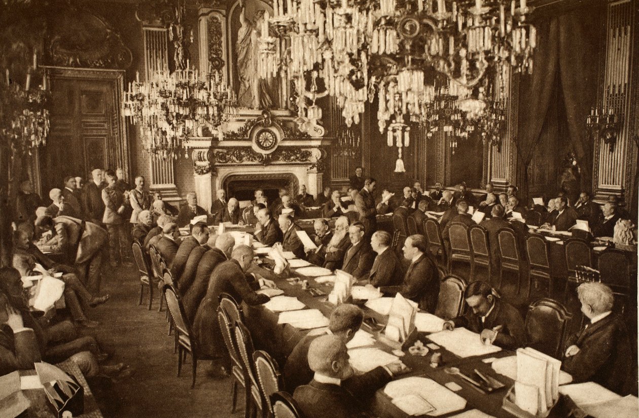 Spotkanie otwierające konferencję pokojową w Paryżu, 18 stycznia 1919 r. autorstwa French Photographer