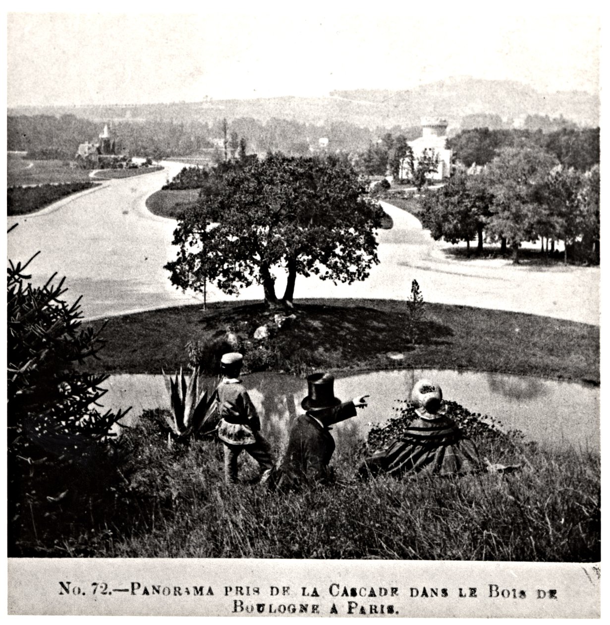 Panoramiczny widok na Bois de Boulogne z wodospadu, ok. 1860-70 autorstwa French Photographer