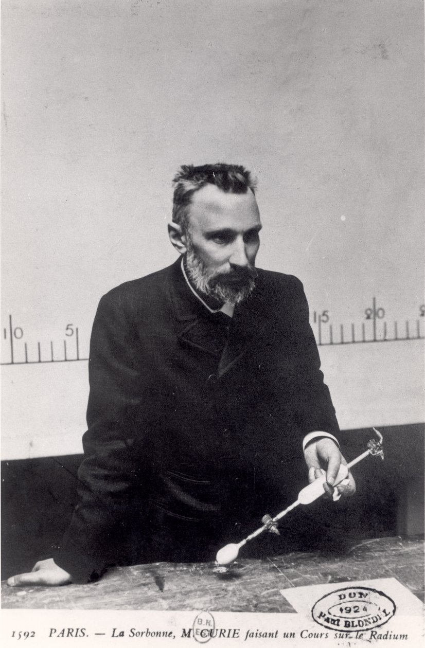 Pierre Curie (1859-1906) nauczający o radu na Sorbonie, 1906 autorstwa French Photographer