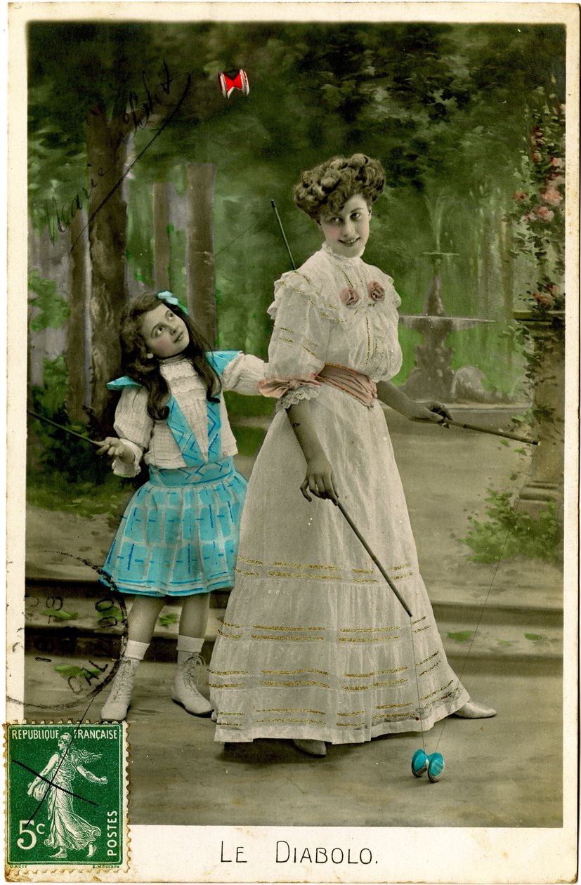 Gra w diabolo, 1908 (kolorowe zdjęcie) autorstwa French Photographer