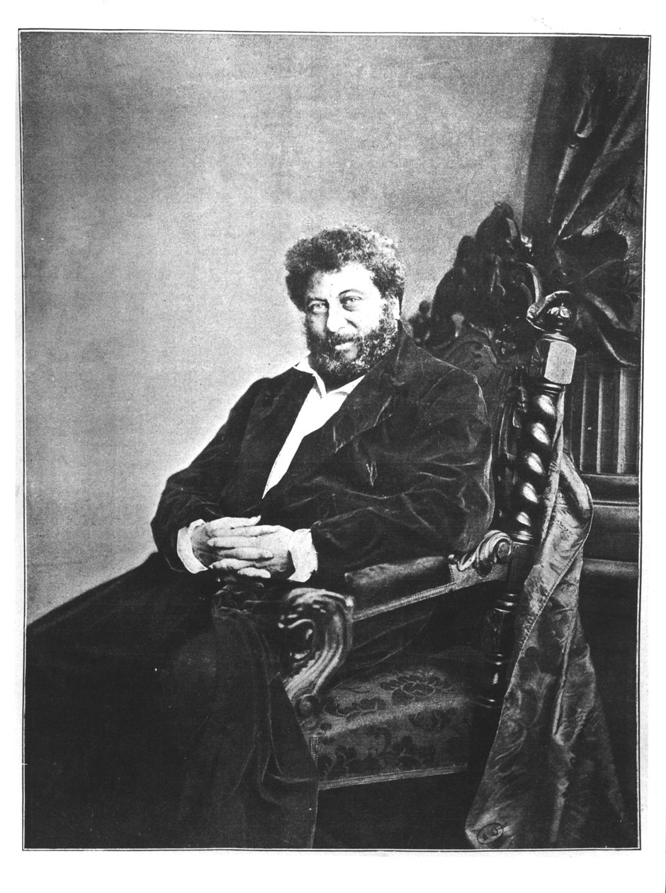 Portret Aleksandra Dumasa pere (1802-70) siedzącego, 1855 z Les Annales, 4 września 1904 autorstwa French Photographer