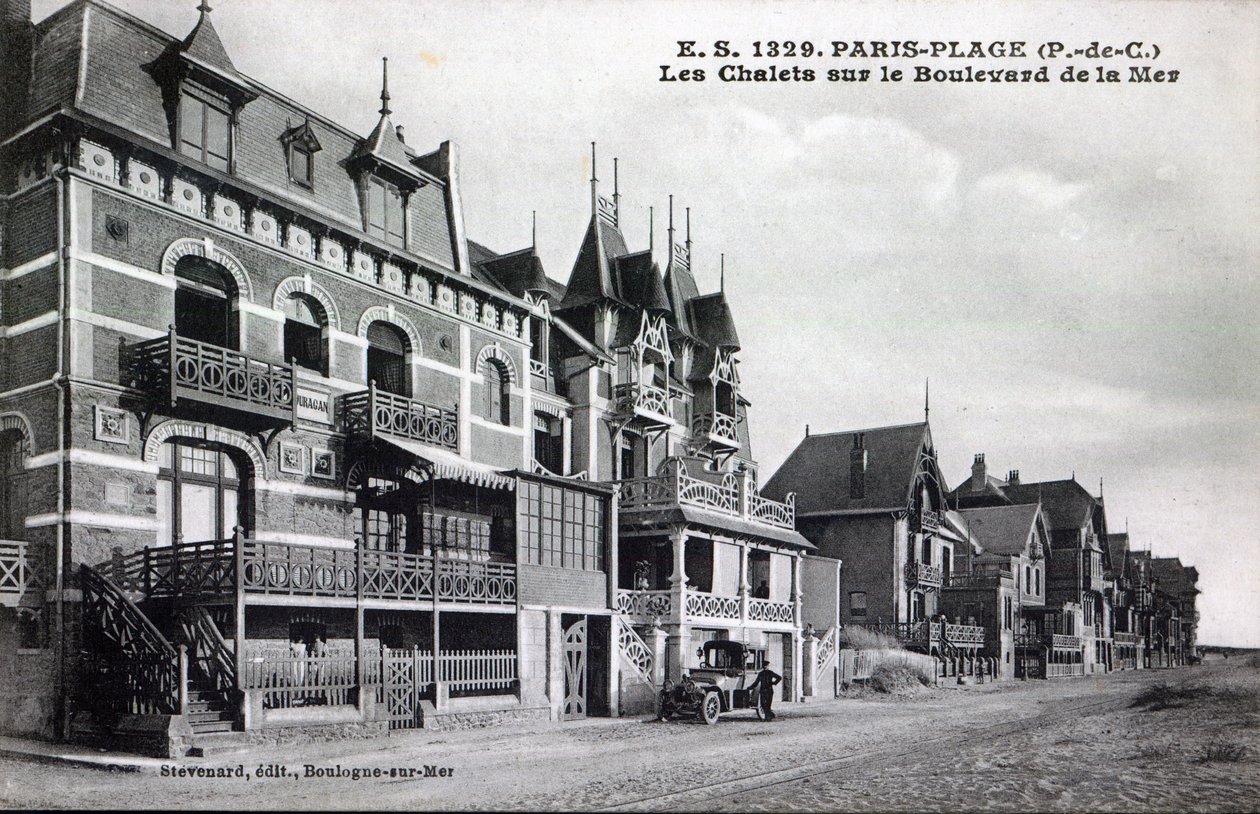 Pocztówka przedstawiająca Chalets na Boulevard de la Mer, Paris-Plage, ok. 1910 (po zdjęciu) autorstwa French Photographer