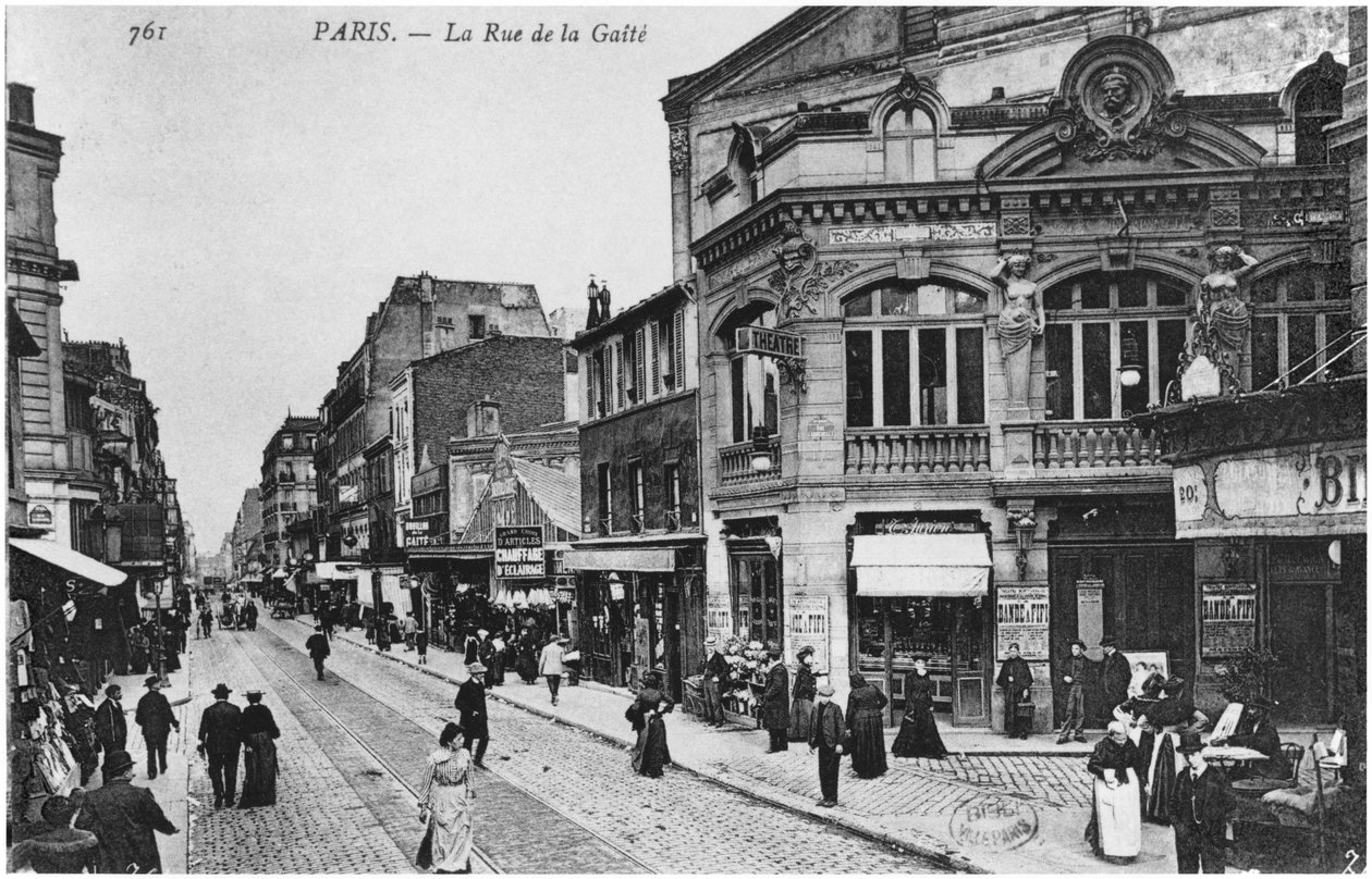 Pocztówka przedstawiająca Rue de la Gaite, Paryż, przed 1914 autorstwa French Photographer