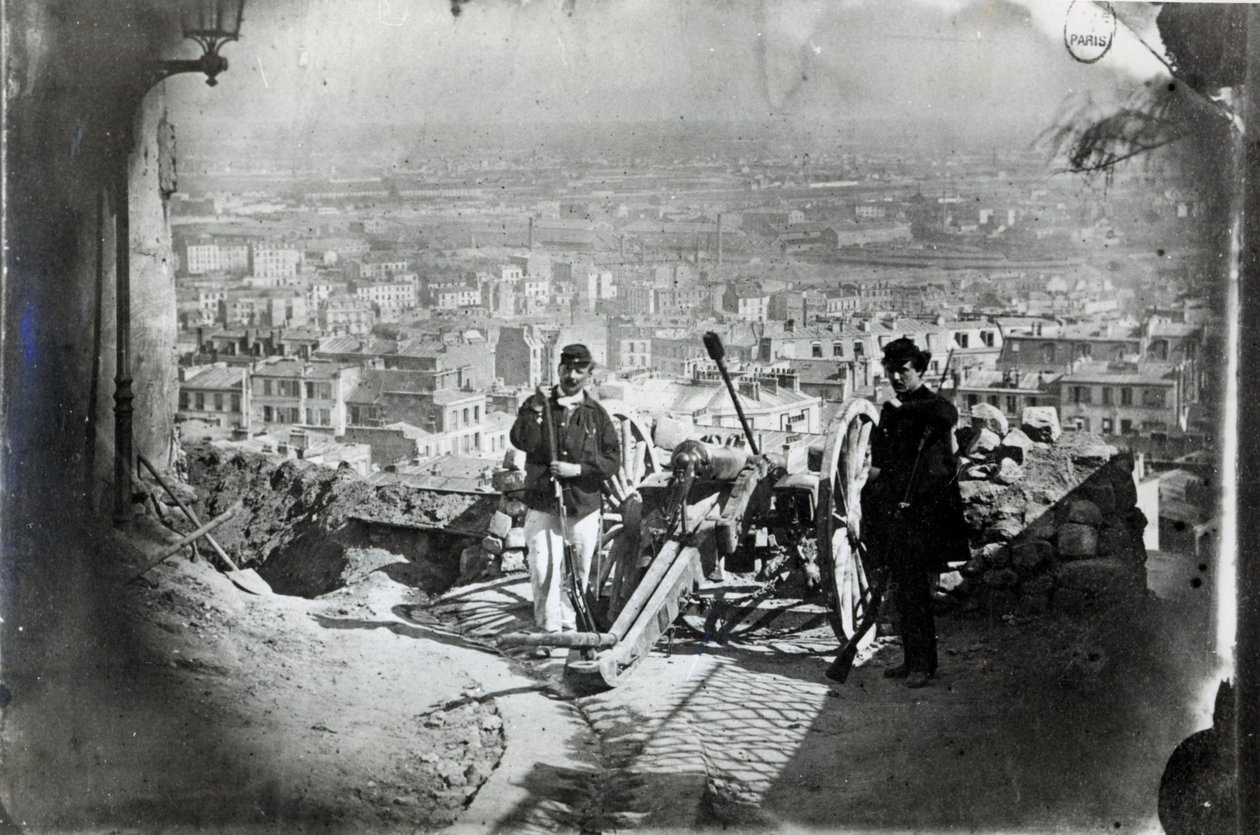 Armaty Montmartre podczas Komuny Paryskiej, 1871 autorstwa French Photographer