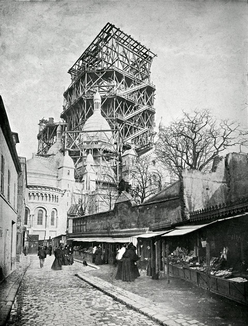 Budowa Sacre Coeur na Montmartrze, ok. 1885-90 autorstwa French Photographer