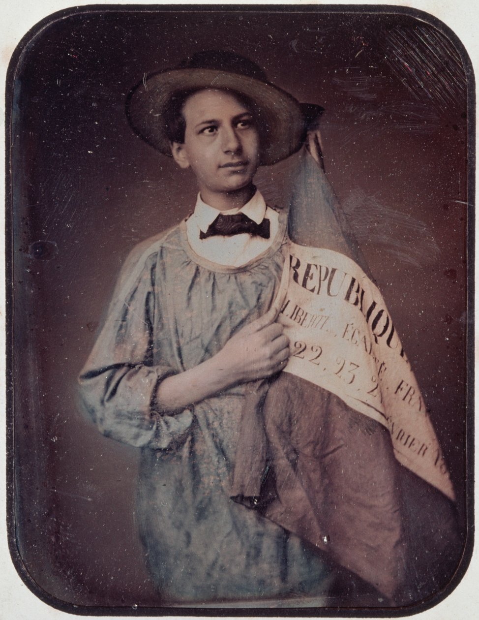 Młody mężczyzna z flagą, 1848 (dagerotyp) autorstwa French Photographer