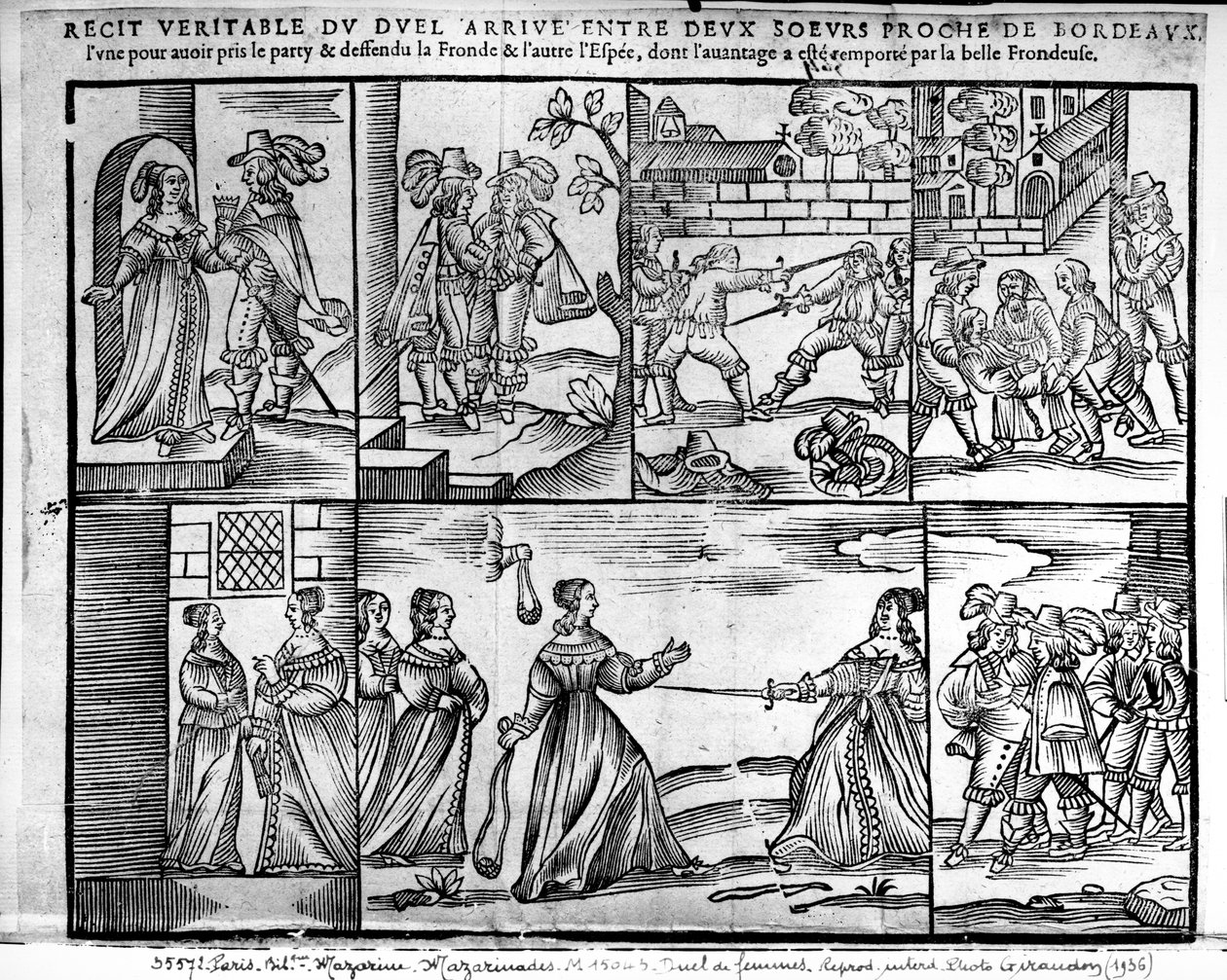 Pojedynek między dwiema siostrami pod Bordeaux, 1650 autorstwa French School