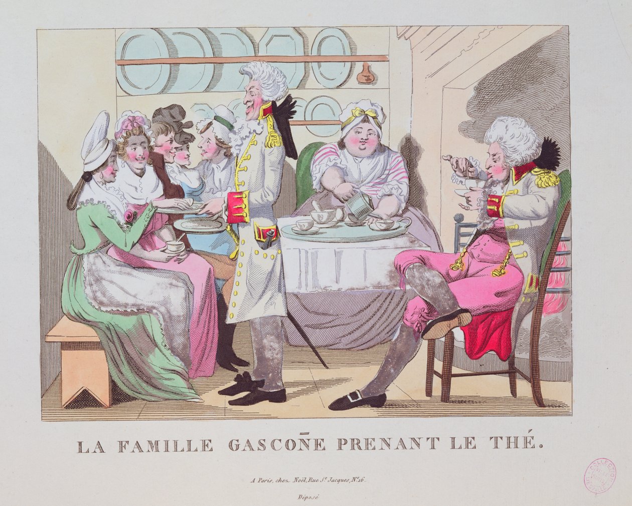 Rodzina z Gaskonii pijąca herbatę, 1815 autorstwa French School