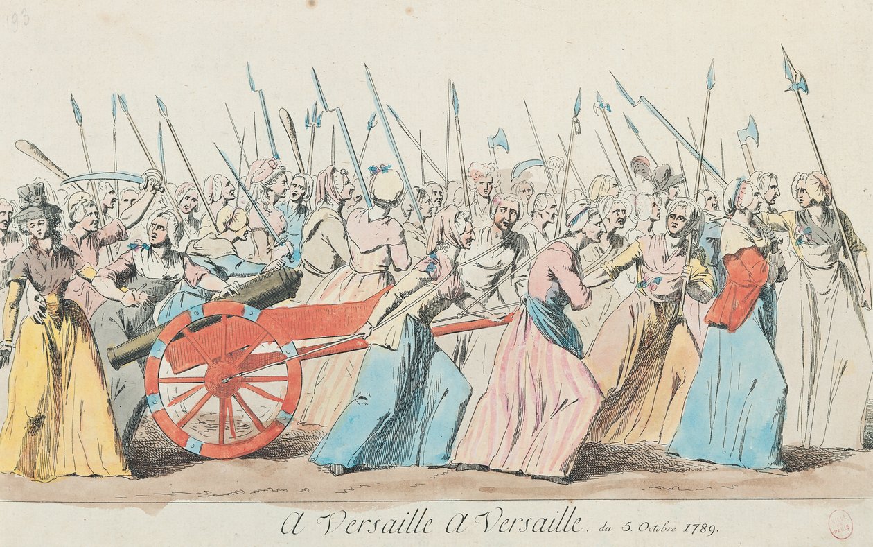 „Wersal, Wersal”, Marsz Kobiet na Wersalu, Paryż, 5 października 1789 (patrz także 28334 i 127501) autorstwa French School