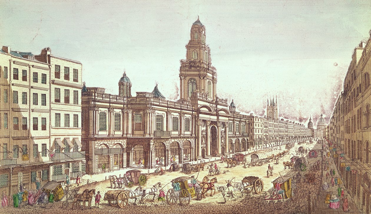Widok Królewskiej Giełdy, rytowany przez Moithey, ok. 1754 autorstwa French School