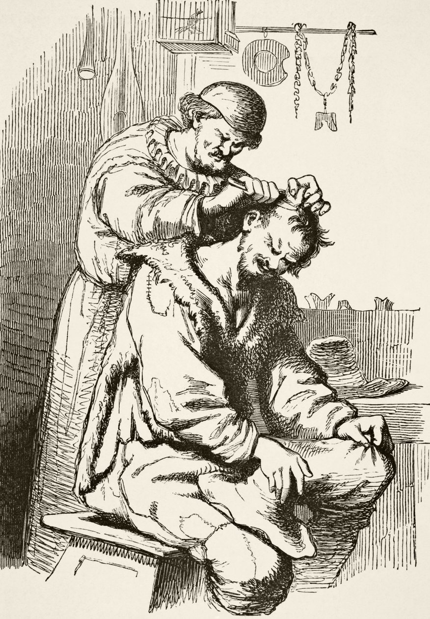 Lekarz wykonujący operację, z „Nauka i literatura w średniowieczu” Paula Lacroix (1806-84), wydana w Londynie 1878 autorstwa French School