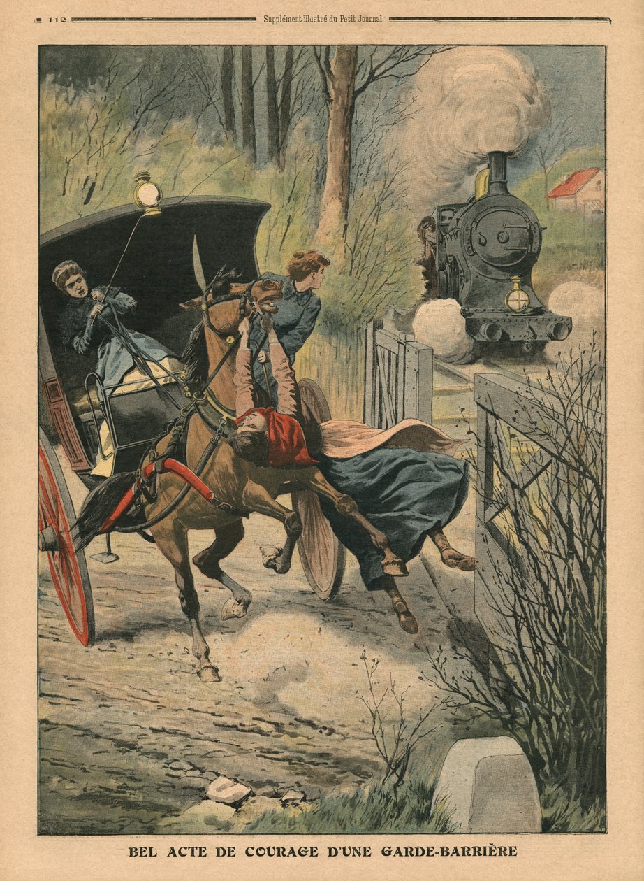 Akt męstwa dróżnika przejazdowego, ilustracja z „Le Petit Journal”, dodatek ilustr., 7.04.1907 autorstwa French School