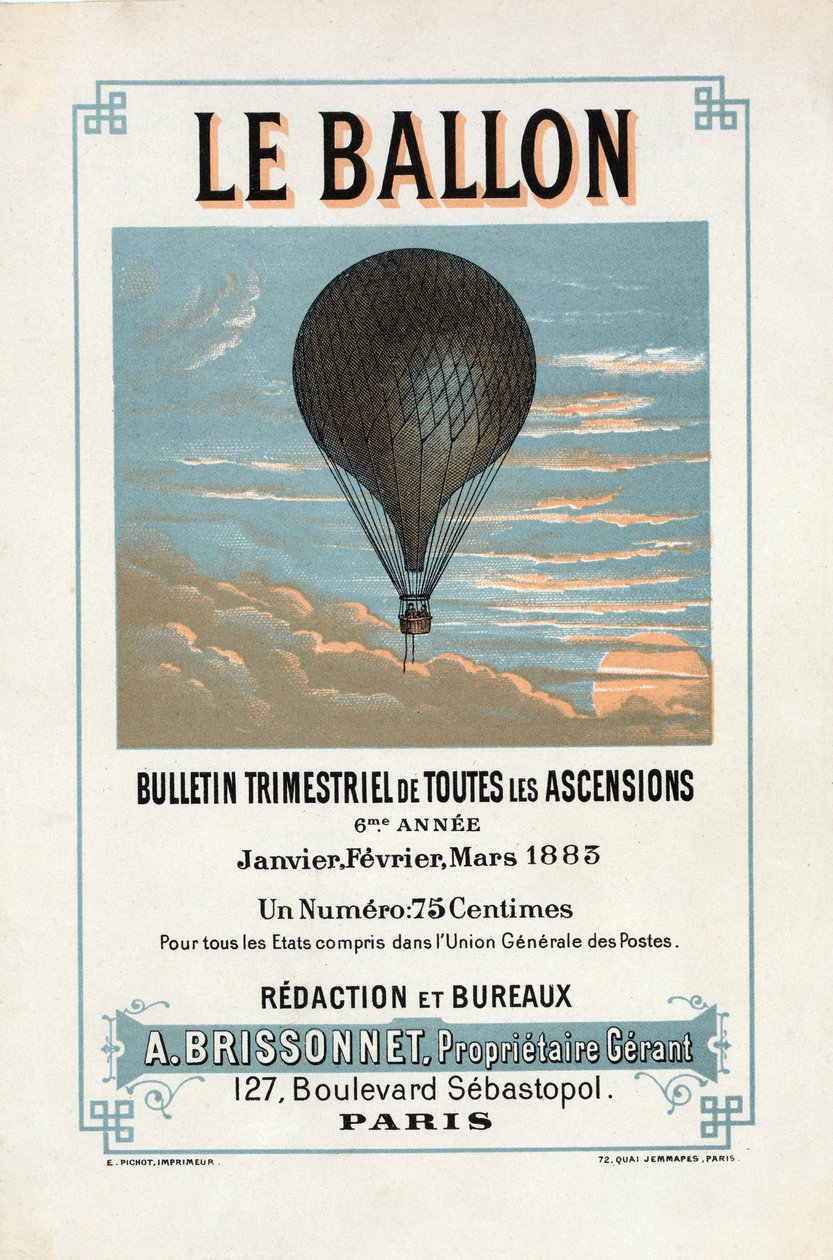 Reklama Le Ballon, styczeń, luty, marzec 1883, wyd. 1883 (litografia kolorowa) autorstwa French School