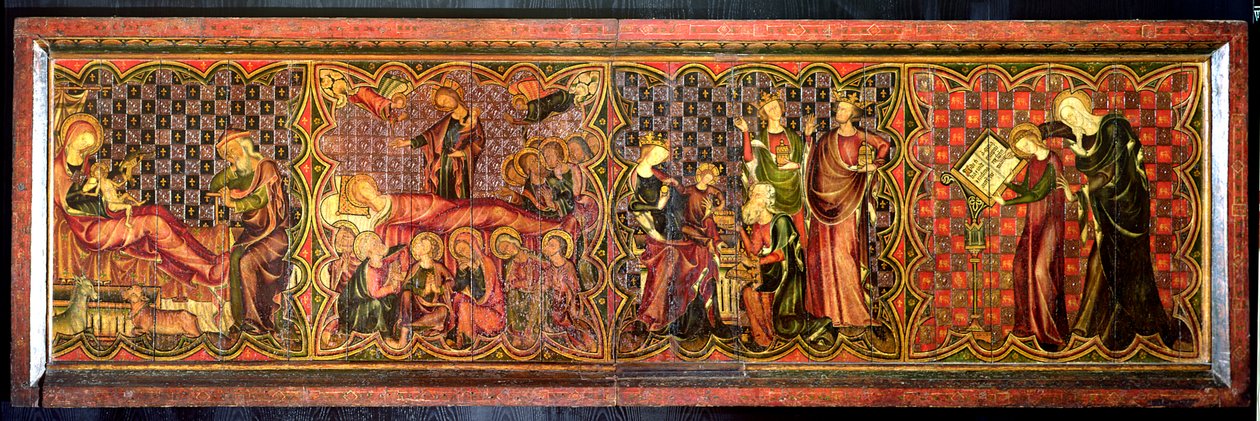 Front ołtarza przedstawiający Życie Dziewicy, ok. 1300 (tempera na desce) autorstwa French School