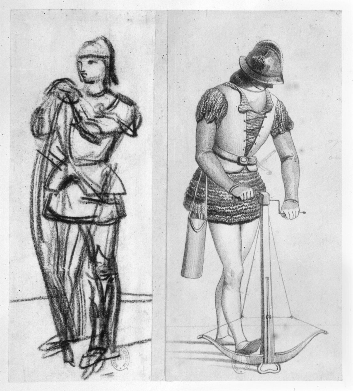 Łucznik i kusznik za panowania Ludwika XI (1461-83) autorstwa French School