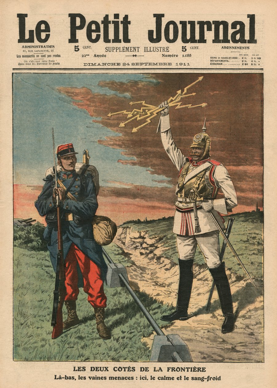 Obie strony bordiury, ilustracja na okładce z „Le Petit Journal”, dodatek illustre, 24 września 1911 autorstwa French School