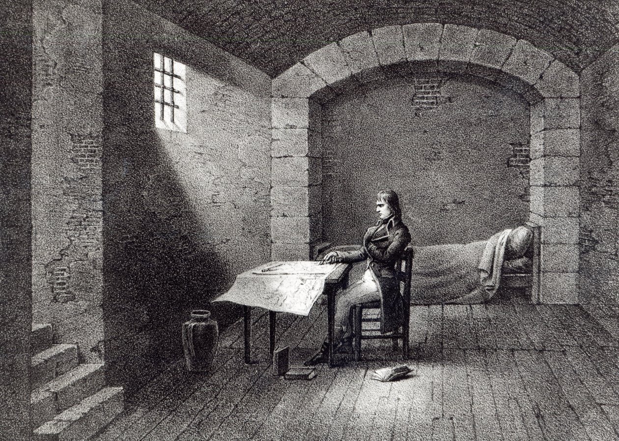 Generał brygady Bonaparte w więzieniu w Fort Carre w Nicei, ryty przez Jean-Baptiste Jobarda (1792-1861) autorstwa French School