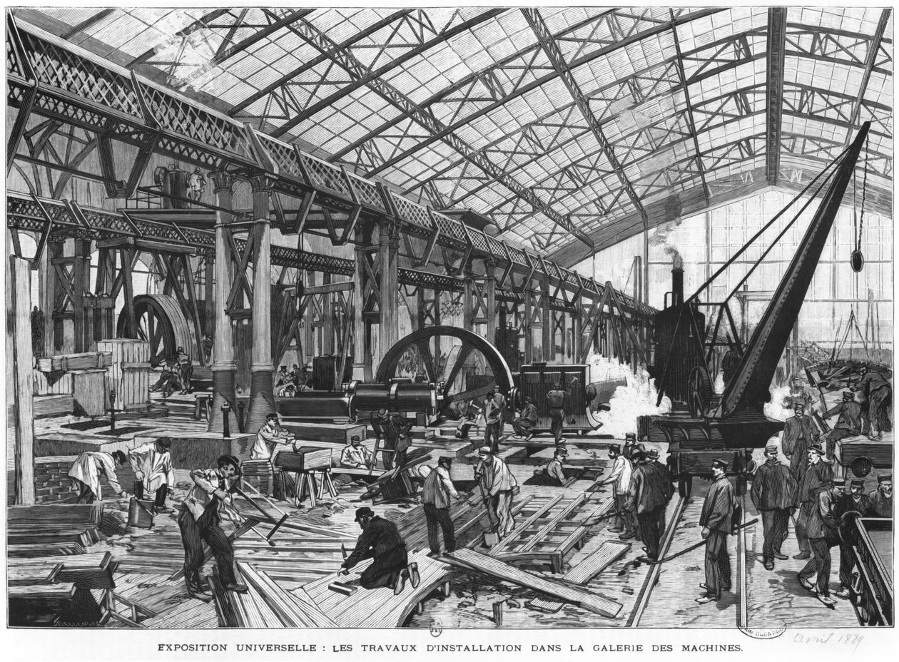 Plac budowy Galerie des Machines na Wystawie Powszechnej 1889, Paryż, kwiecień 1889 autorstwa French School