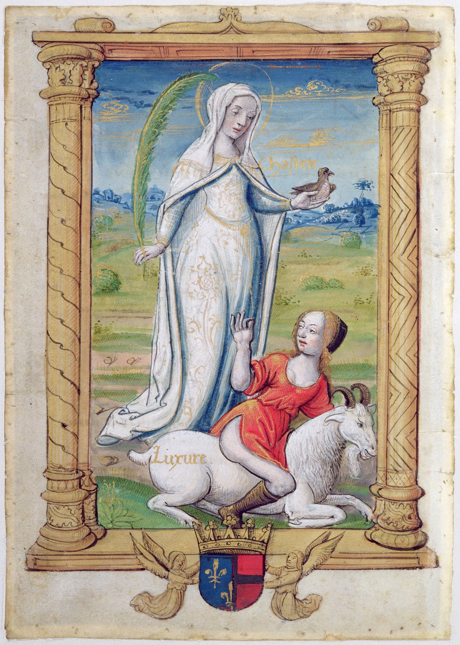 CL 22718 F Chasity Against Lust, z „Rondeaux des Vertus” stworzonego dla Louise de Savoie autorstwa French School