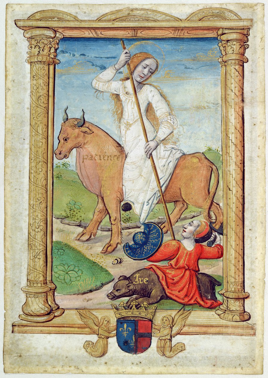 CL 22718D Patience Against Wrath, z „Rondeaux des Vertus”, stworzony dla Louisa de Savoie autorstwa French School