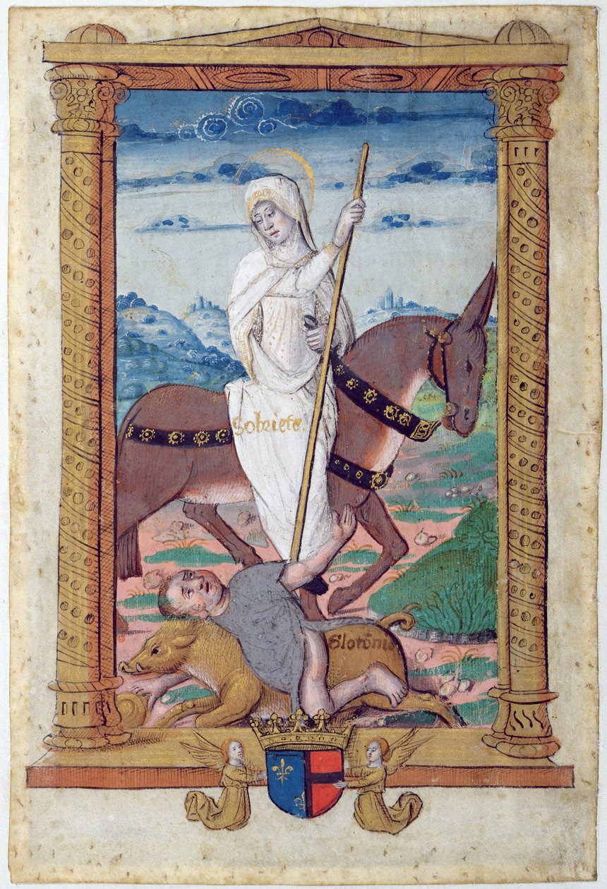CL 22718E Trzeźwość przeciwko obżarstwo, z „Rondeaux des Vertus”, stworzony dla Louise de Savoie autorstwa French School
