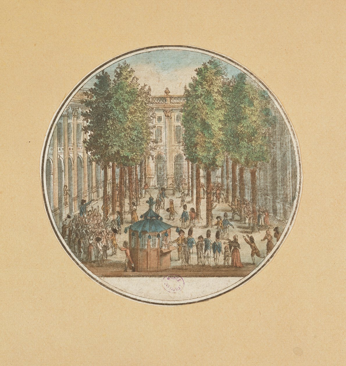 Camille Desmoulins przemawia w Palais Royal, 12 lipca 1789 r. autorstwa French School