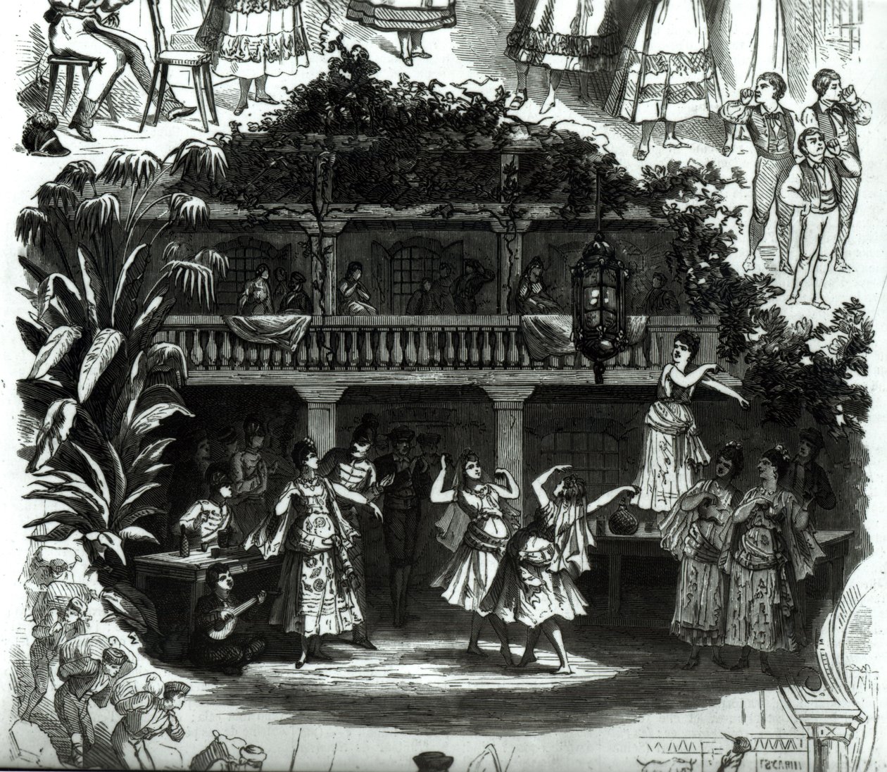 Carmen w karczmie Lilas Pastia, scena z opery Georgesa Bizeta (1838-75) autorstwa French School