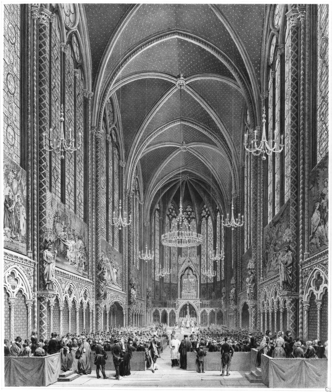 Odprawienie mszy dla magistratu w Sainte Chapelle, ok.1849 autorstwa French School