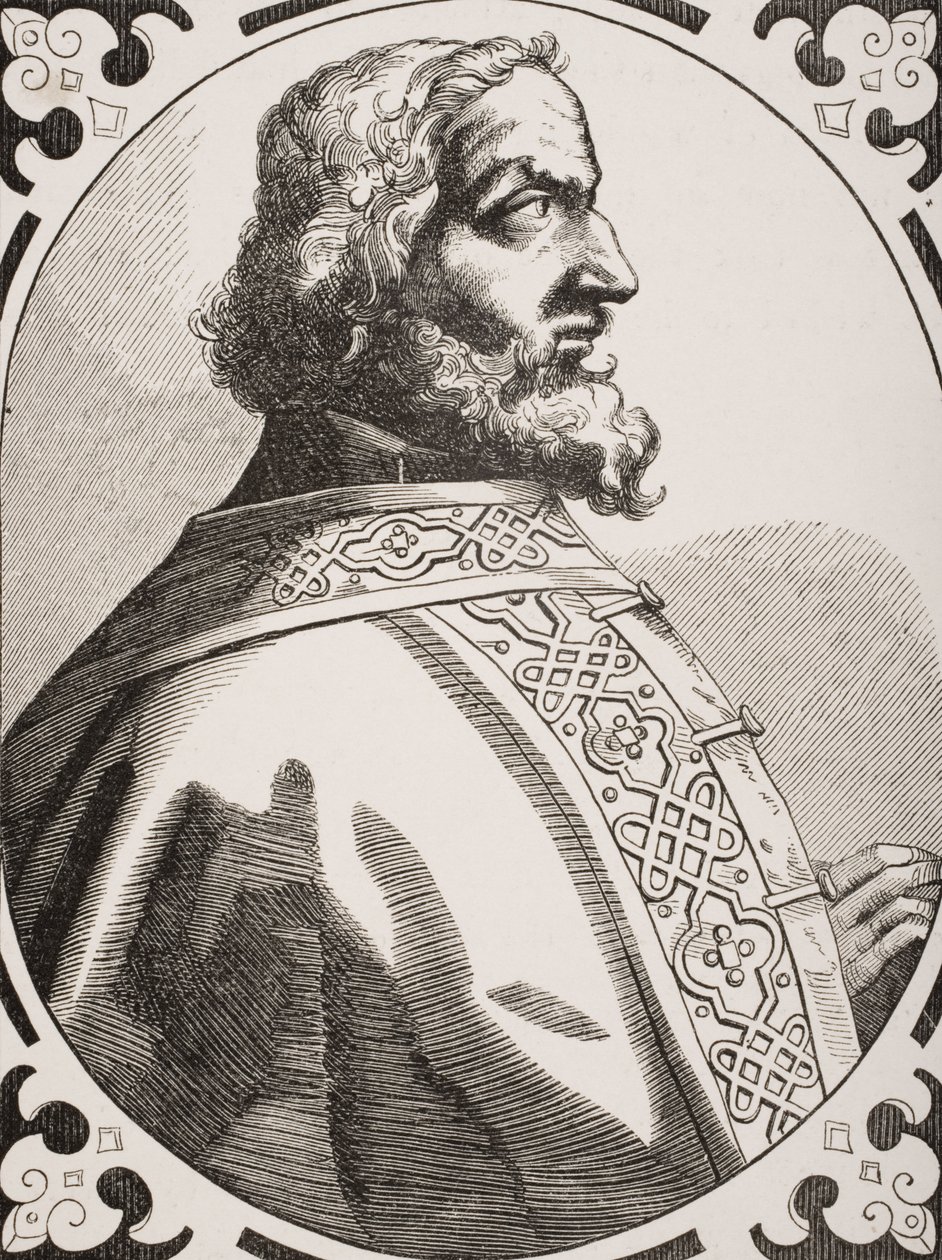 Karol Wielki (747-814) Król Franków i Longobardów, po szesnastowiecznej rycinie, z „Le Moyen Age et La Renaissance” Paula Lacroix (1806-84) opublikowanej w 1847 roku autorstwa French School
