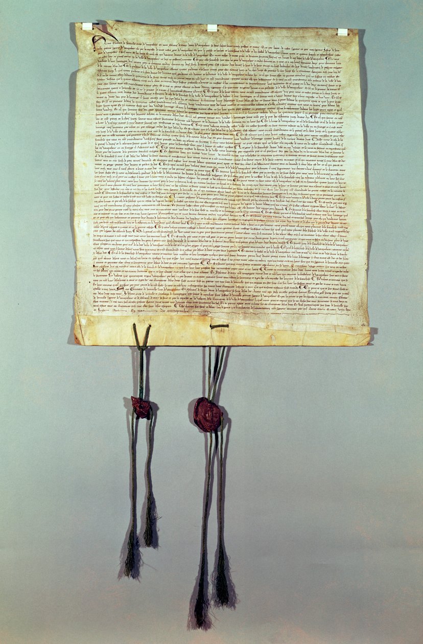 Karta franczyzowa miasta Vaucouleurs, przyznana przez Gauthier de Joinville, potwierdzona przez jego wuja Jean de Joinville, wrzesień 1298 autorstwa French School