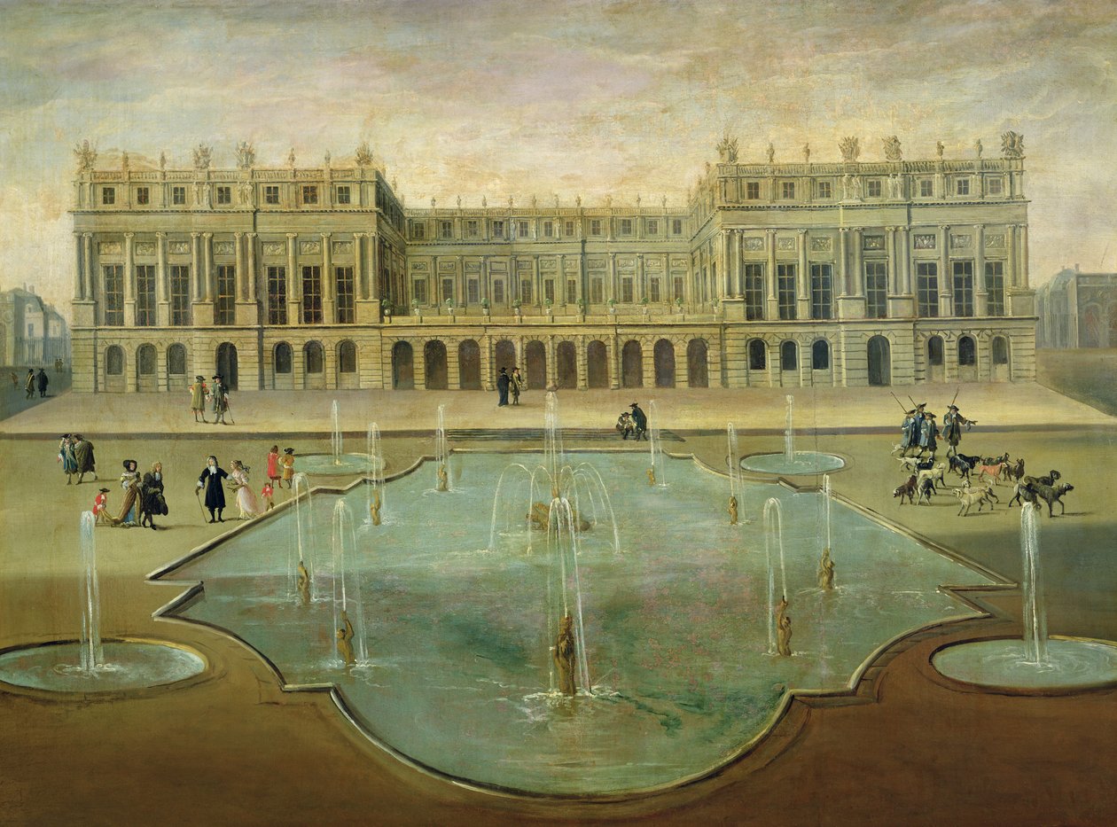 Zamek wersalski od strony ogrodu, przed 1678 autorstwa French School