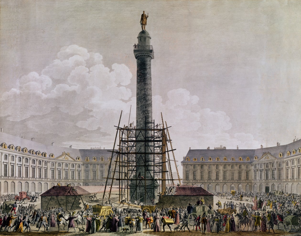 Budowa Kolumny Vendome w latach 1803-10 autorstwa French School