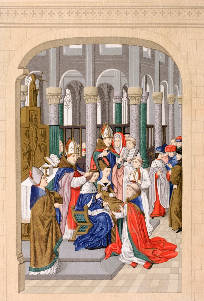 Koronacja Karola V, króla Francji, maj 1364, z „Les Arts au Moyen Age”, opublikowana w 1873 autorstwa French School