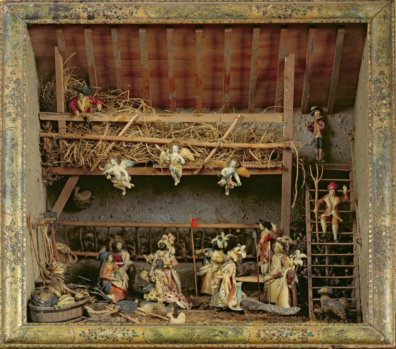 Szopka z figurkami z chleba (mixed media) autorstwa French School