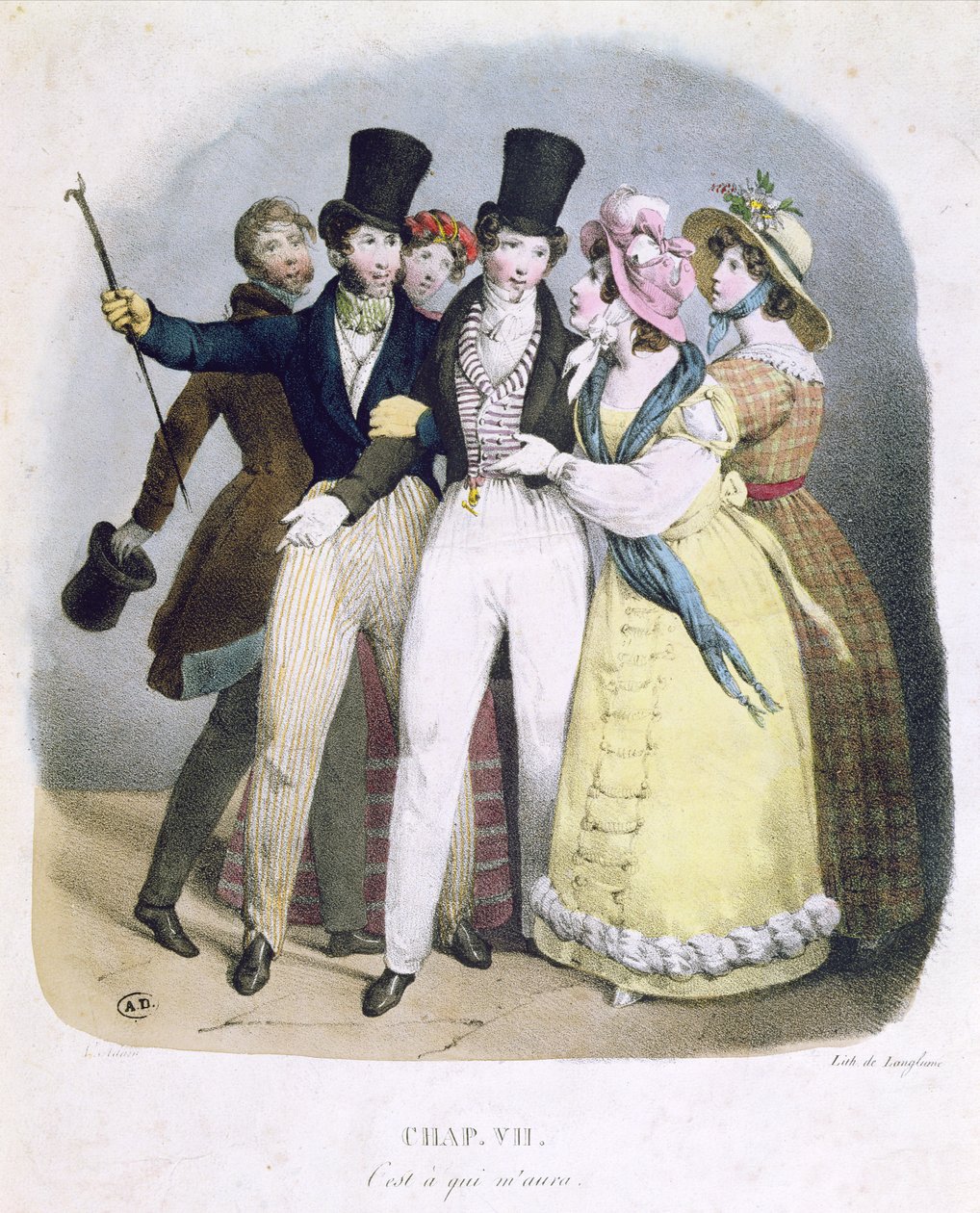 Dandy z wielbicielami, ok.1830 autorstwa French School