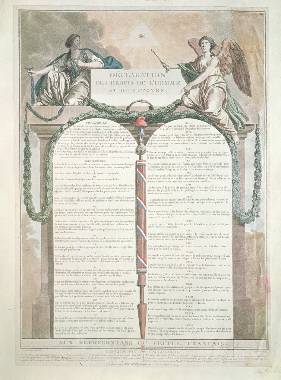 Deklaracja Praw Człowieka, 10 sierpnia 1793 autorstwa French School