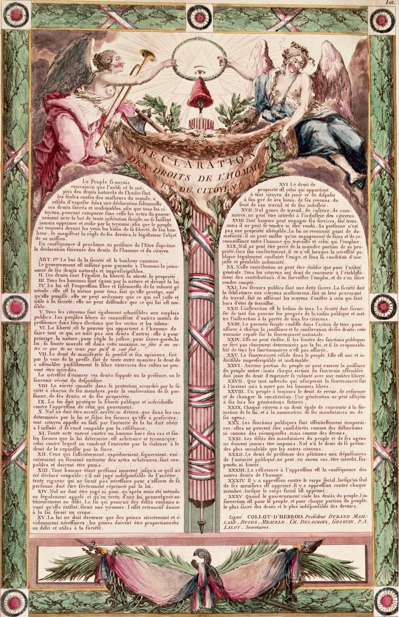 Deklaracja Praw Człowieka, 1793 autorstwa French School