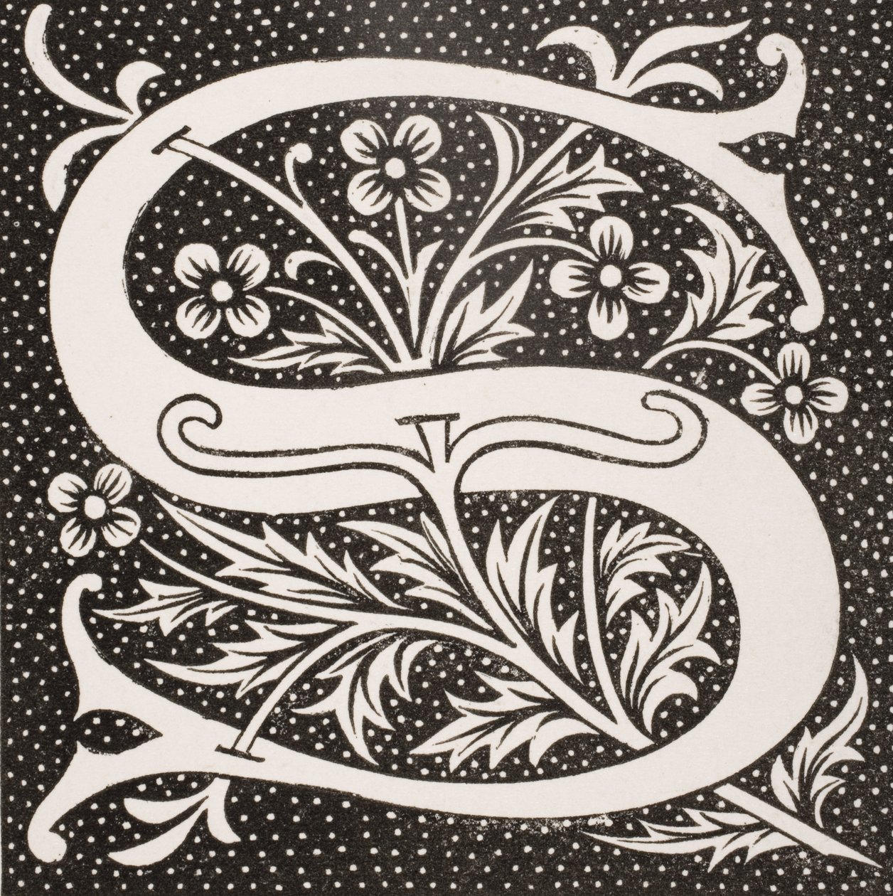 Dekorowana litera "S", z "Le Moyen Age et La Renaissance" Paula Lacroix (1806-84) opublikowana w 1847 r. autorstwa French School
