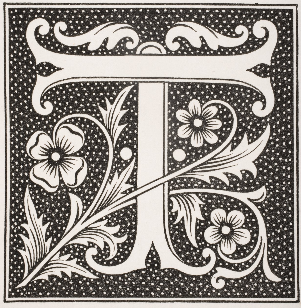 Zdobiona litera „T”, z „Le Moyen Age et La Renaissance” Paula Lacroix (1806-84) opublikowanej w 1847 roku autorstwa French School