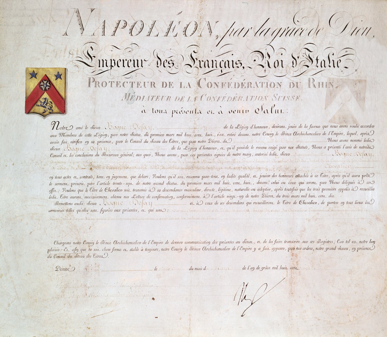 Dekret szlachecki stworzony w okresie Pierwszego Cesarstwa, 1813 autorstwa French School