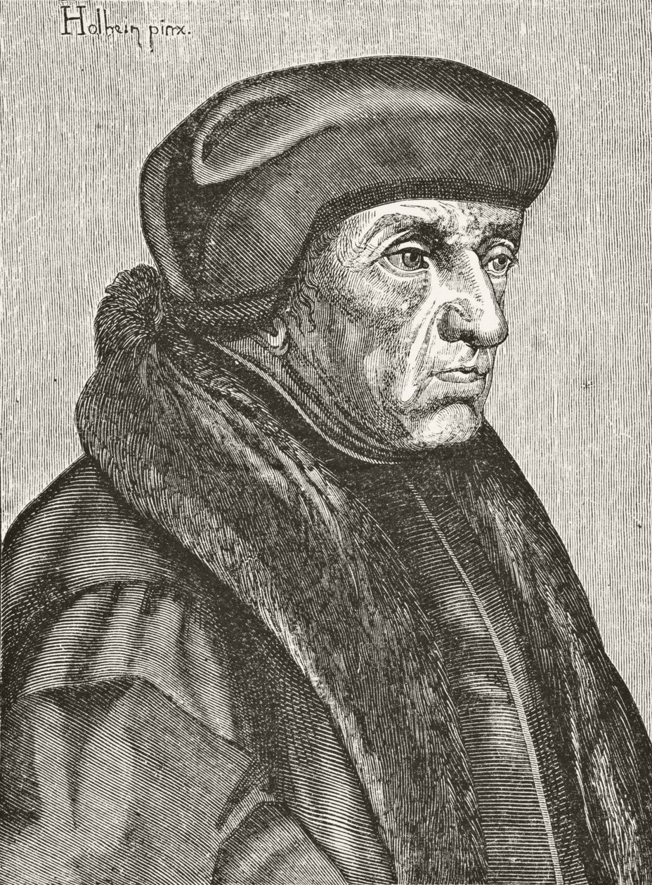 Desiderius Erasmus, z „Nauka i literatura w średniowieczu” Paula Lacroix (1806–84) opublikowana w Londynie 1878 autorstwa French School