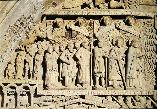 Fragment Sądu Ostatecznego na tympanonie Portalu Zachodniego, ok. 1140 autorstwa French School