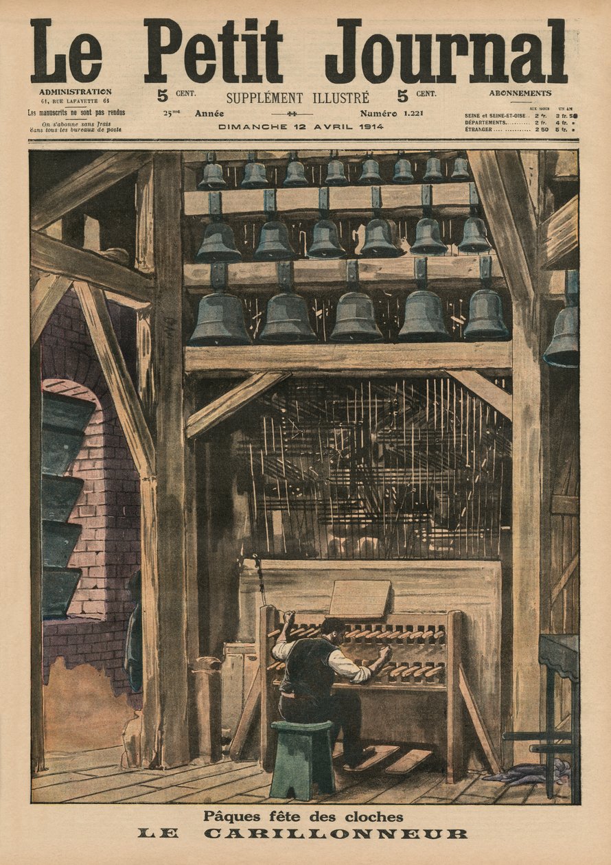 Wielkanoc, dzwonnik, ilustracja na okładce z „Le Petit Journal”, dodatek illustre, 12.04.1914 autorstwa French School