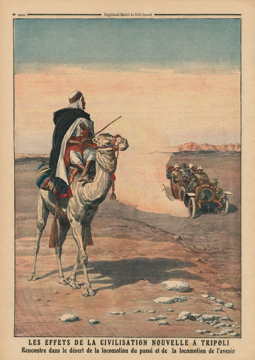 Efekty nowej cywilizacji w Trypolisie, ilustracja z "Le Petit Journal", supplement illustre, 5 listopada 1911 r. autorstwa French School