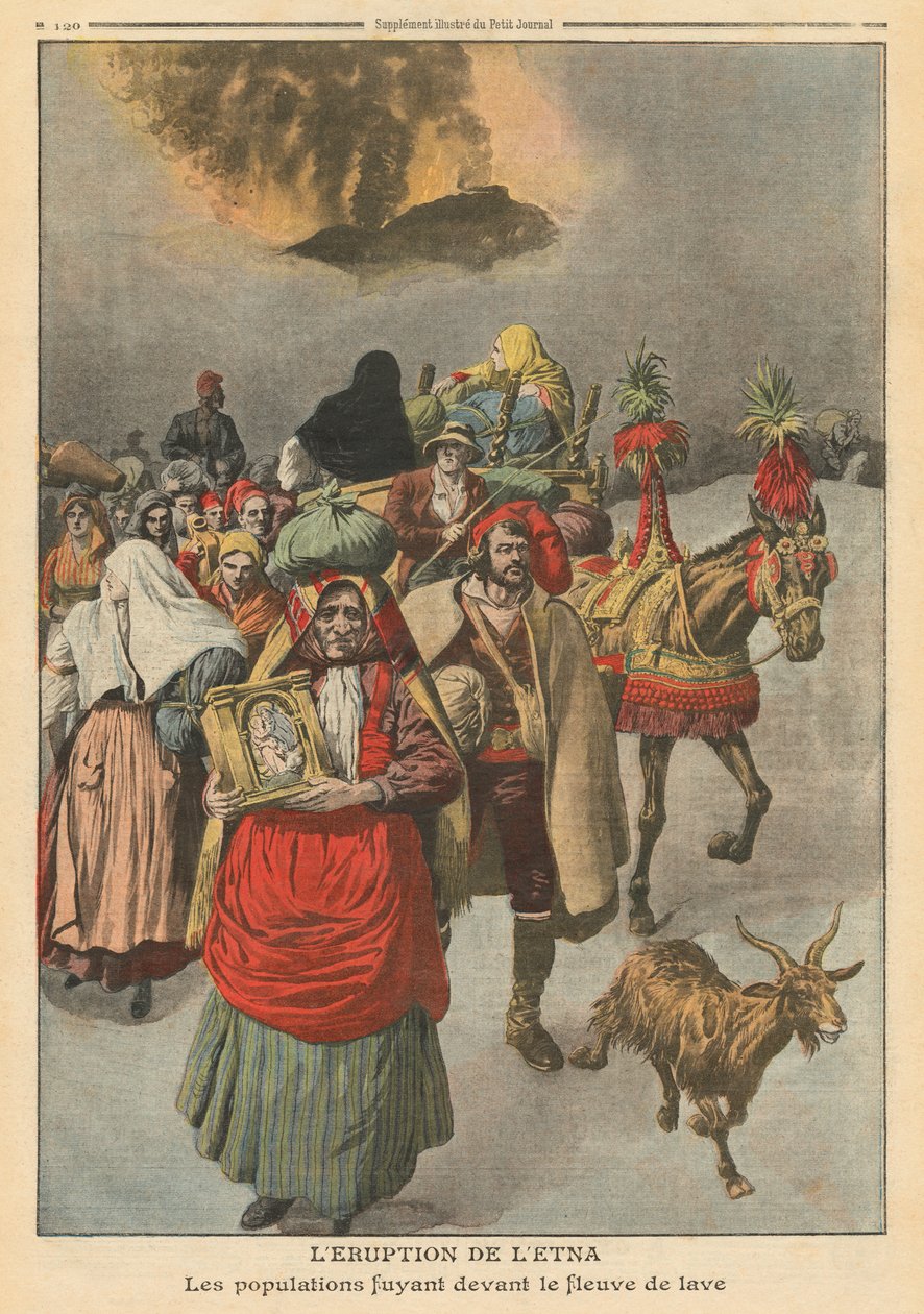 Erupcja Etny, ilustracja z „Le Petit Journal”, dodatek illustre, 10.04.1910 r. autorstwa French School